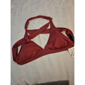 NWT Terracotta Rust Wrap-Around Halter Bikini Top - Size XL - UPF 50+